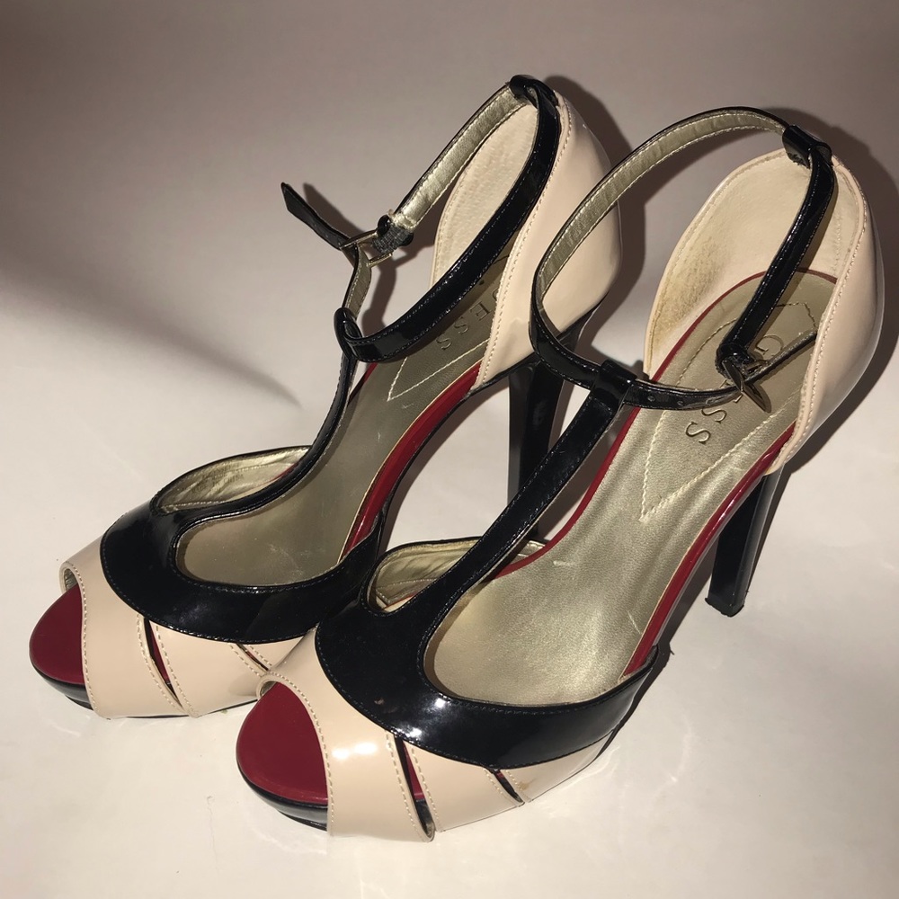 Guess heels beige /black size 7.5